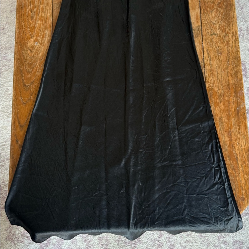 Aritzia Babaton Black Satin Maxi Skirt